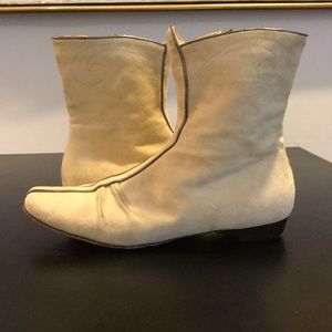 Cream suede boots